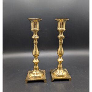 Pair Vintage Brass Candlestick Taper Candle Holder Made in Japan 7.75" Tall